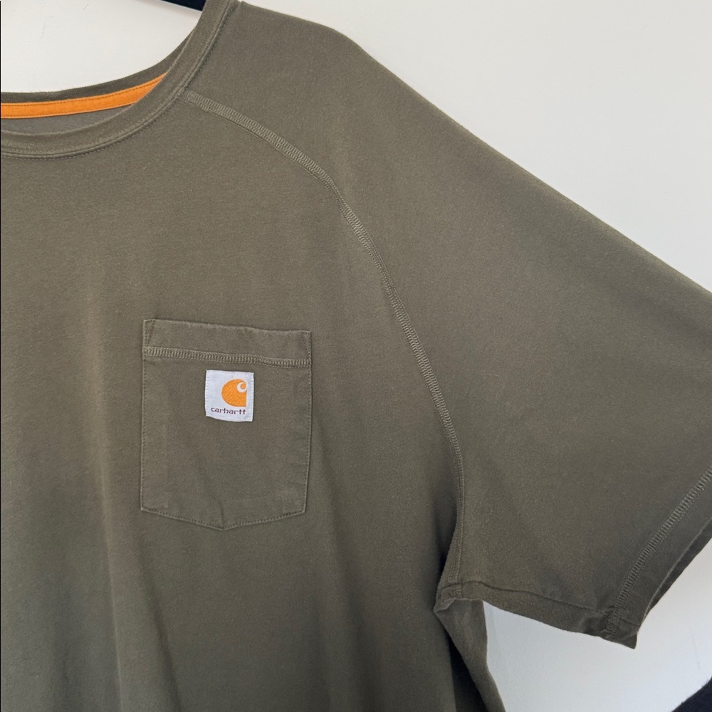 Carhartt Men's Dark Olive Short Sleeve Pocket Tee, Relaxed Fit - Size 3XL - Picture 2 of 7
